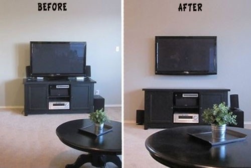 Flat TV mounted on a living room wall