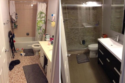Remodeled bathroom with new fixtures
